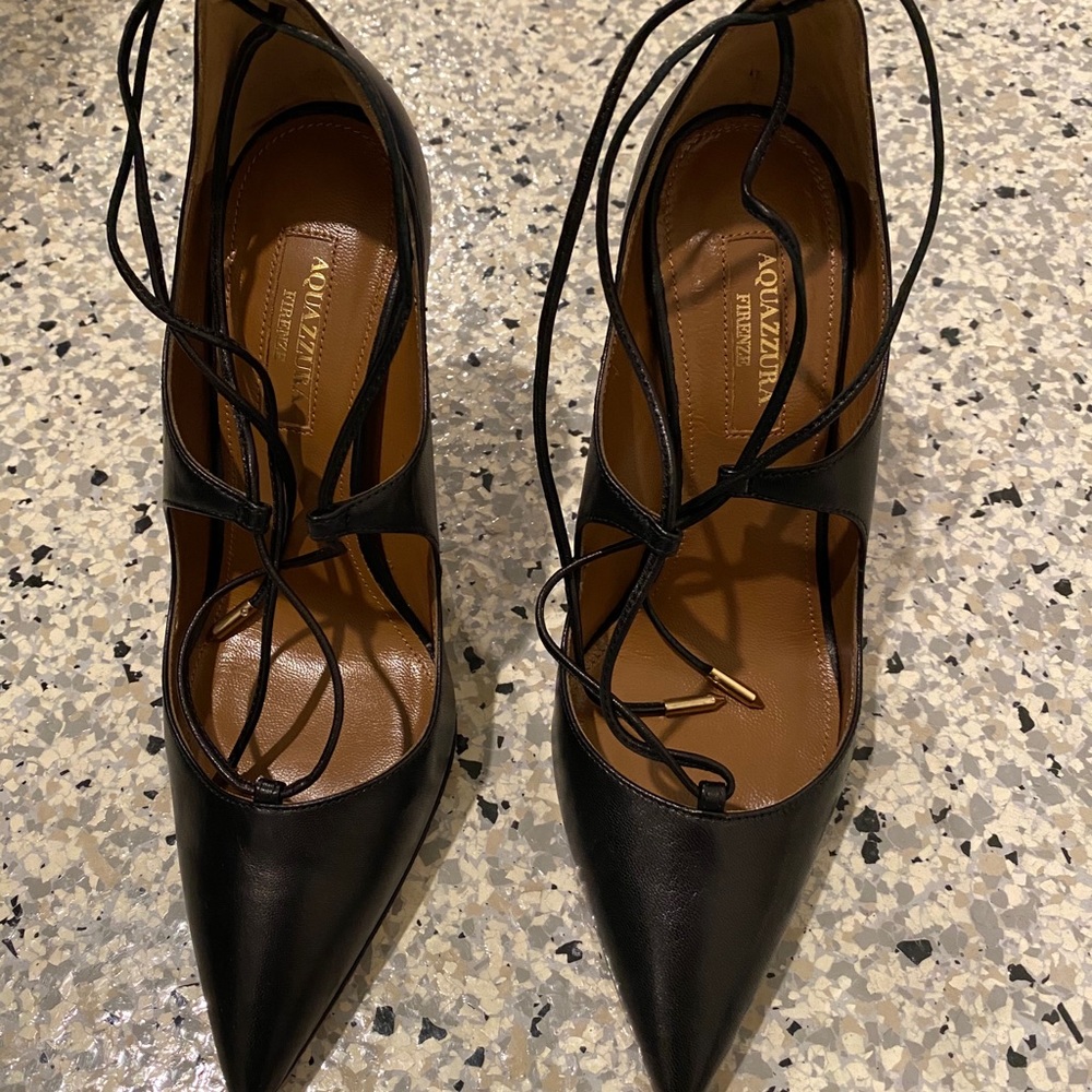 Aquazzura Pumps Black Leather Size 36